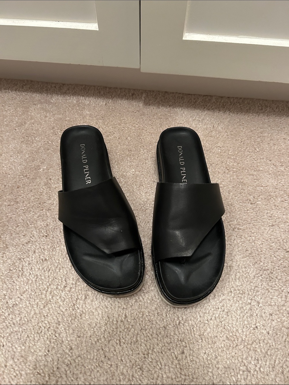 Donald Pliner Black Leather Fifi Wedge Sandals